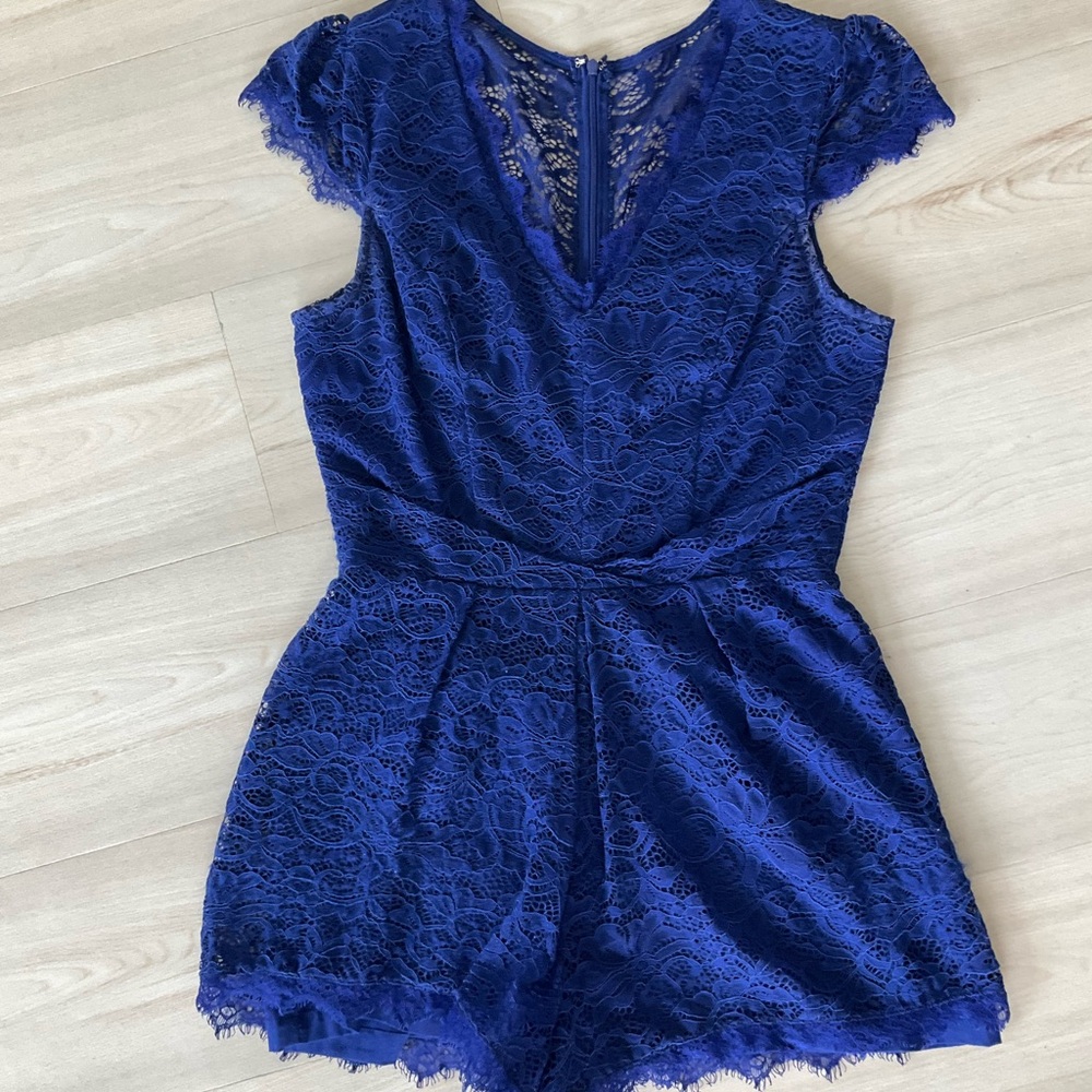 Adelyn Rae Royal Blue Lace Detail romper